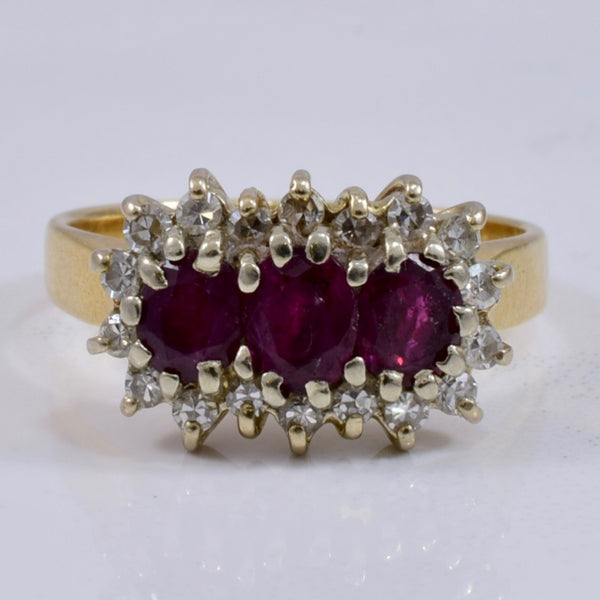 Ruby and Diamond Cluster Ring | 0.25 ctw SZ 5.25 |