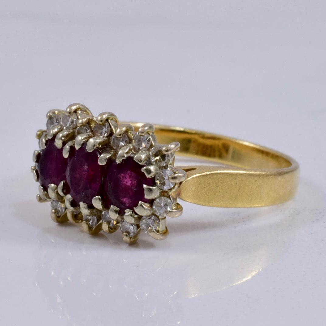 Ruby and Diamond Cluster Ring | 0.25 ctw SZ 5.25 |