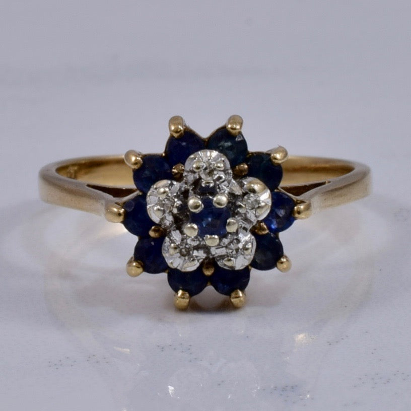 Sapphire and Diamond Cluster Ring | 0.02 ctw SZ 7 |
