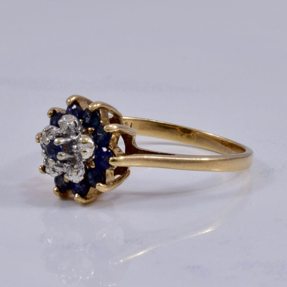 Sapphire and Diamond Cluster Ring | 0.02 ctw SZ 7 |