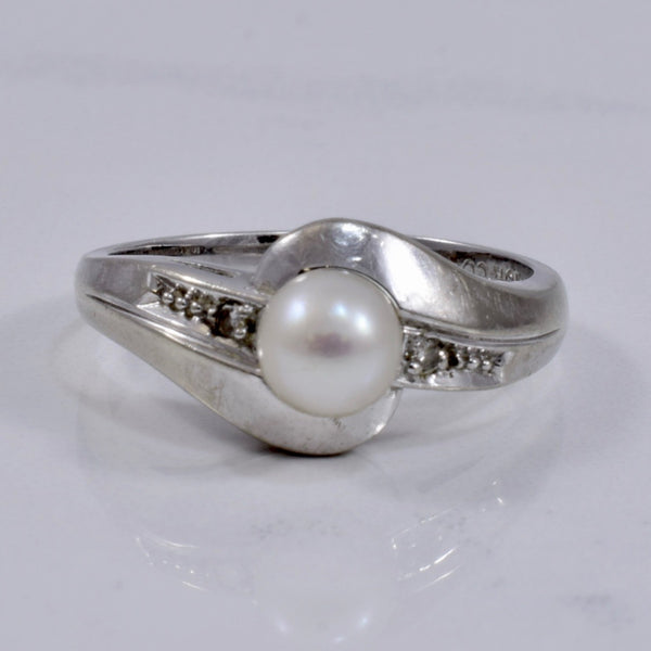 White Gold Pearl and Diamond Ring | 0.02 ctw SZ 6 |