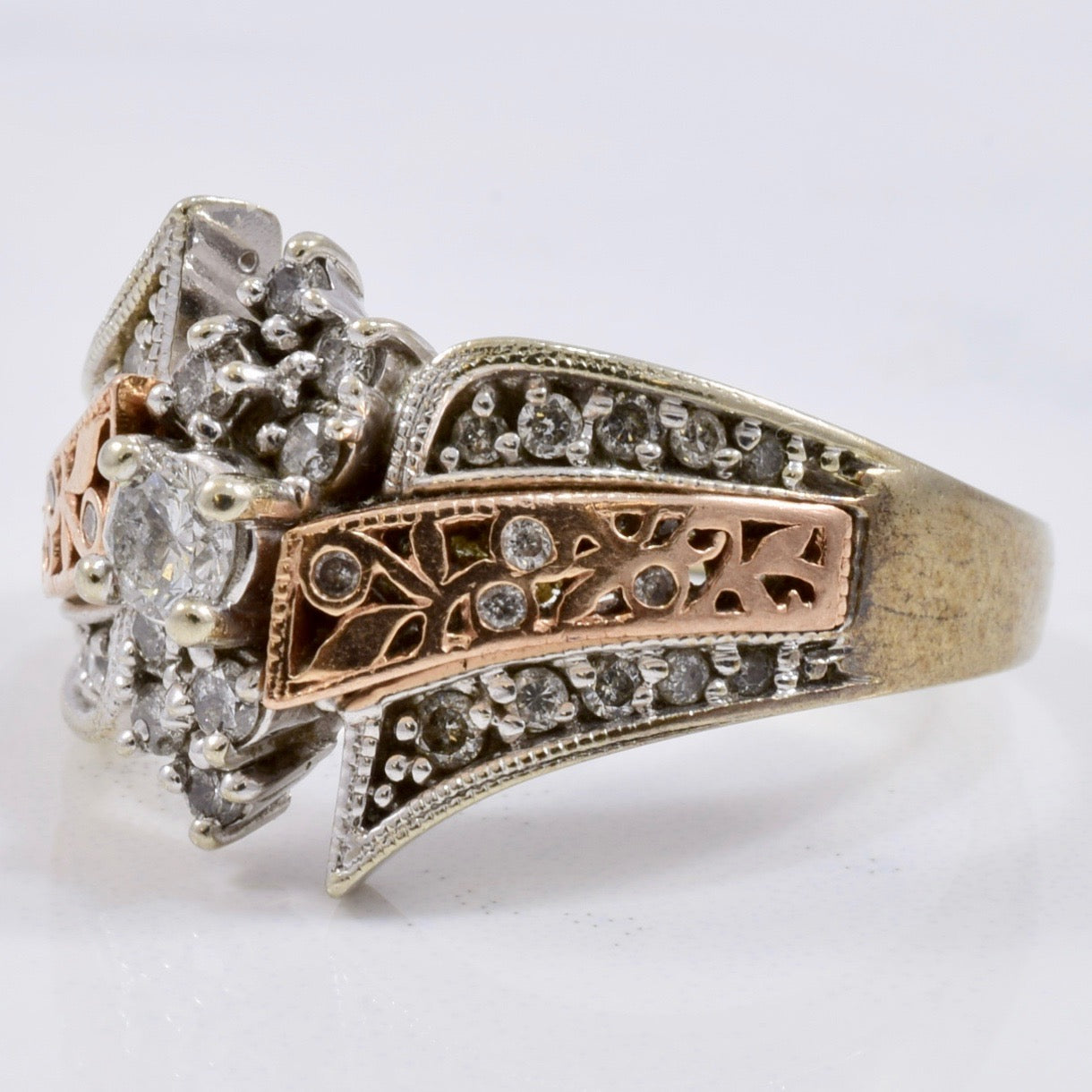 Rose and White Gold Diamond Ring | 0.40 ctw SZ 8 |