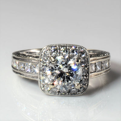 Gabriel & Co.' Vintage Inspired Cushion Halo Engagement Ring | 2.00ctw | SZ 5 |
