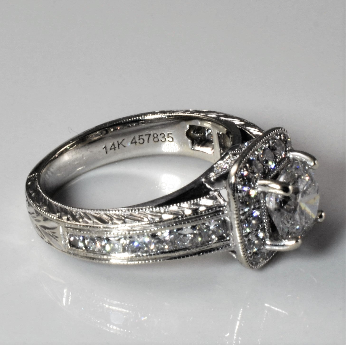 'Gabriel & Co.' Vintage Inspired Cushion Halo Engagement Ring | 2.00ctw | SZ 5 |