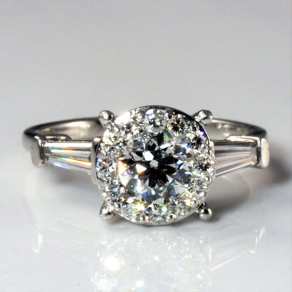 Tapered Baguette Side Stone Engagement Ring | 1.27ctw | SZ 5 |
