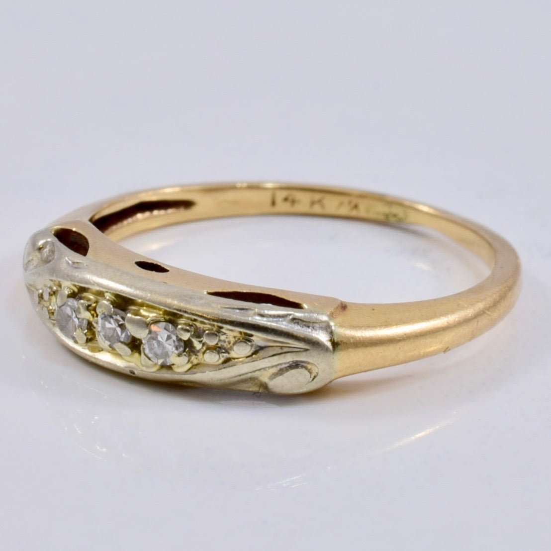 Dainty Yellow and White Gold Diamond Ring | 0.04 ctw SZ 4 |