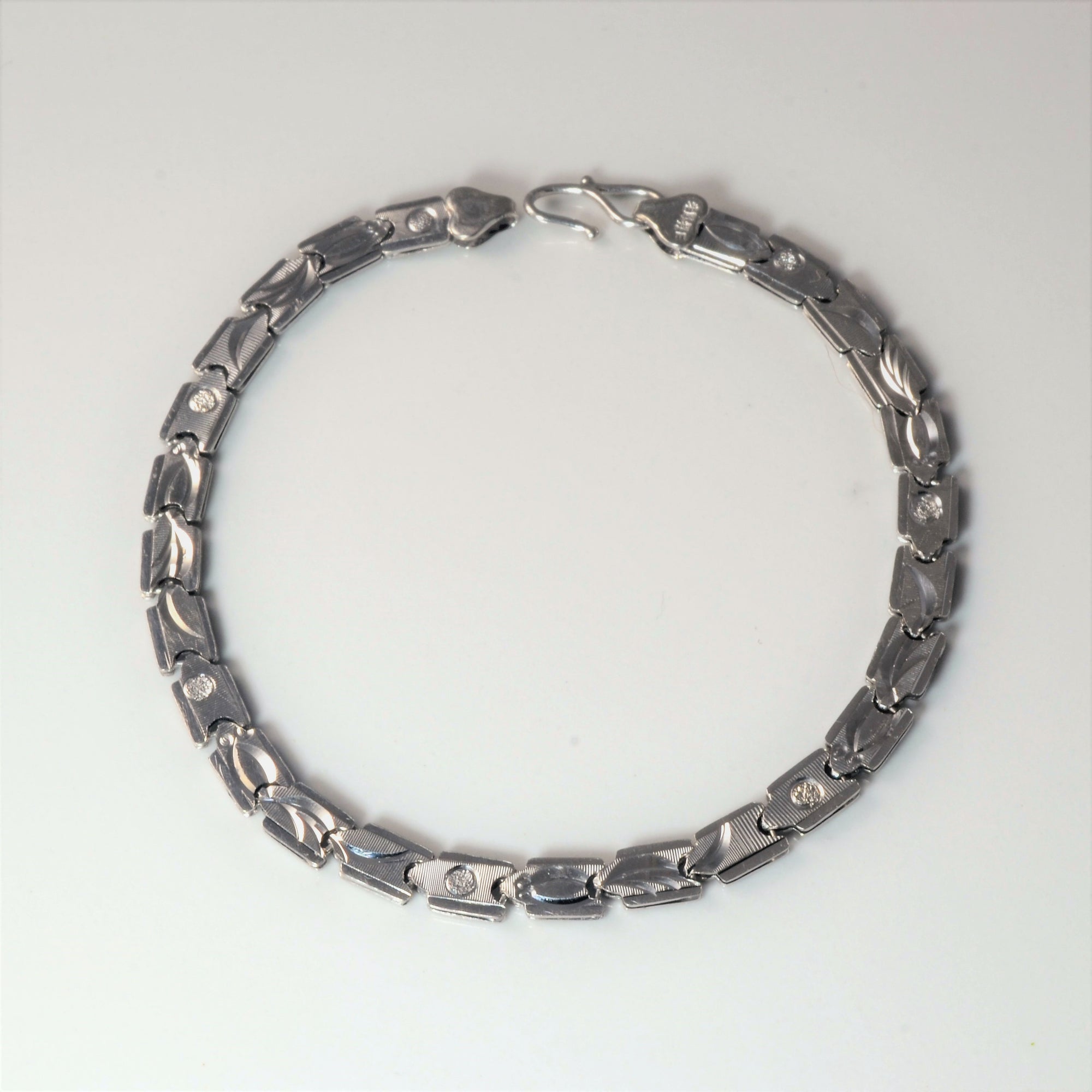 Reversible Patterned Platinum Chain Bracelet | 7