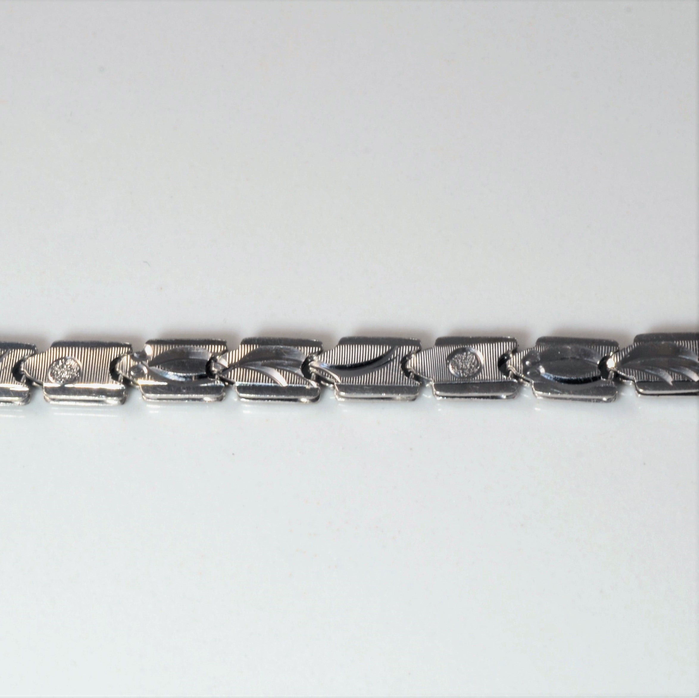 Reversible Patterned Platinum Chain Bracelet | 7" |