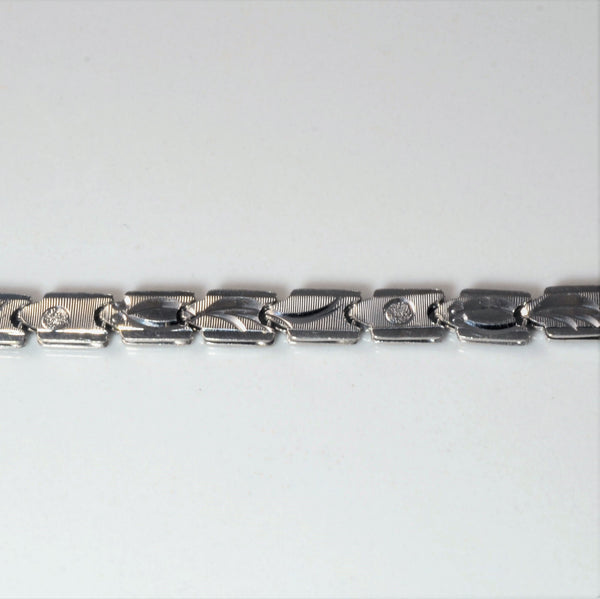 Reversible Patterned Platinum Chain Bracelet | 7