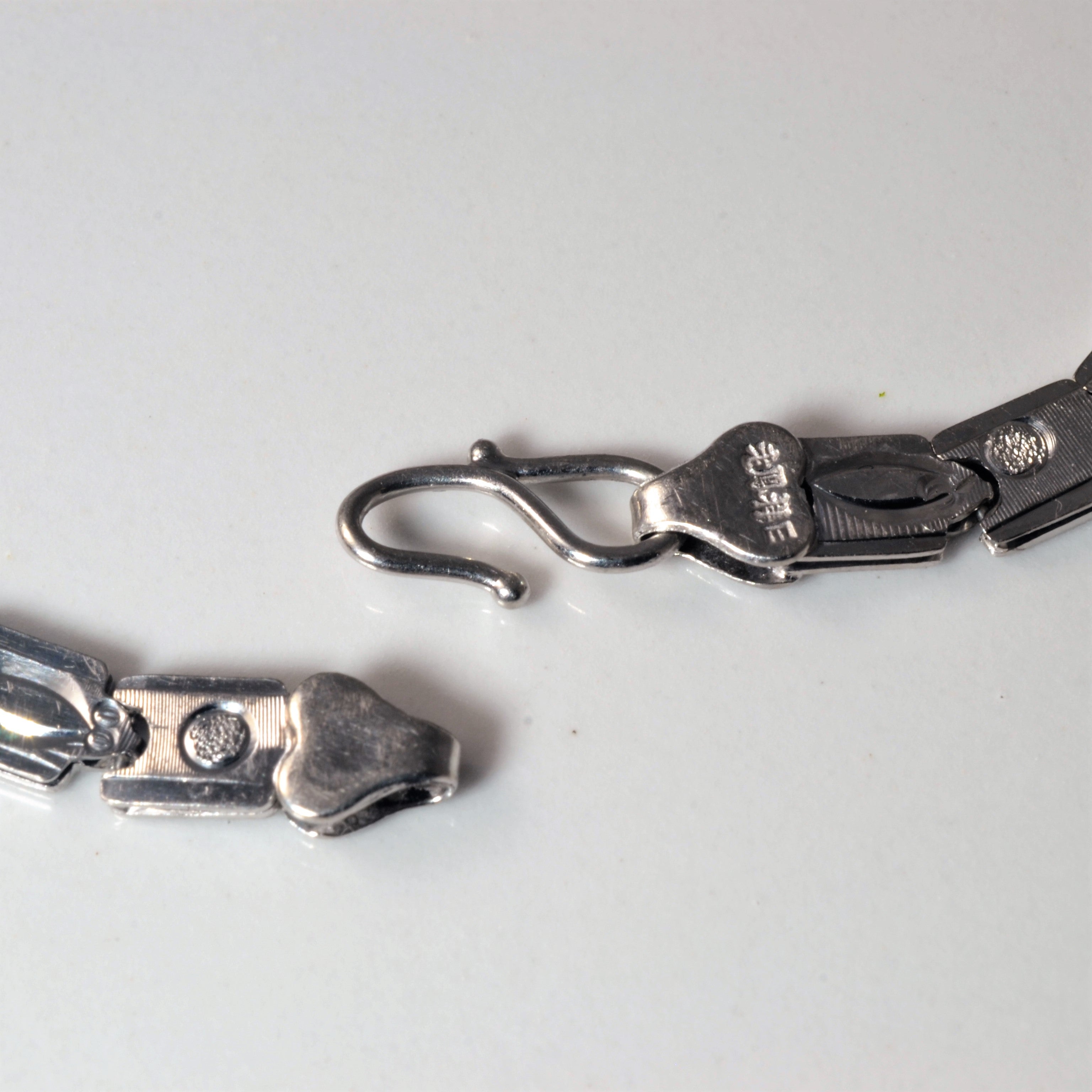 Reversible Patterned Platinum Chain Bracelet | 7" |