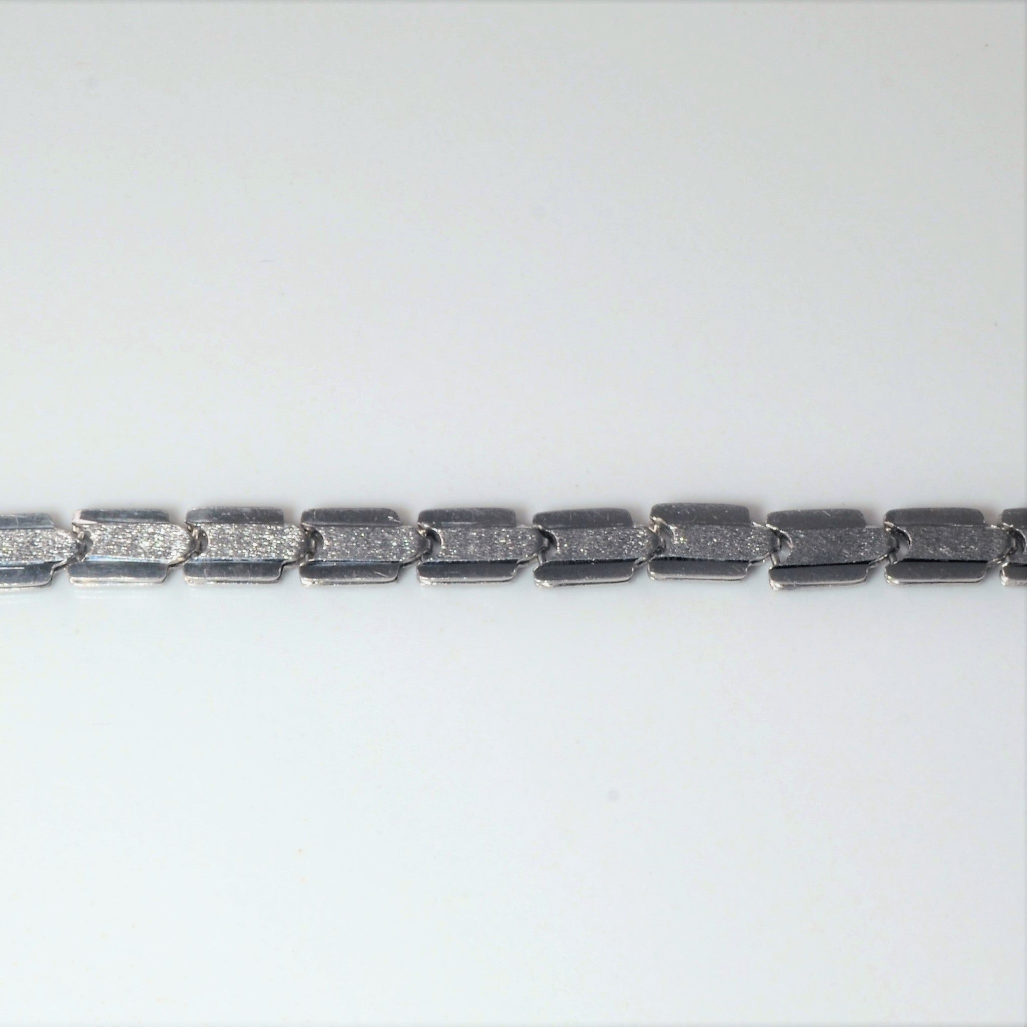 Reversible Patterned Platinum Chain Bracelet | 7" |