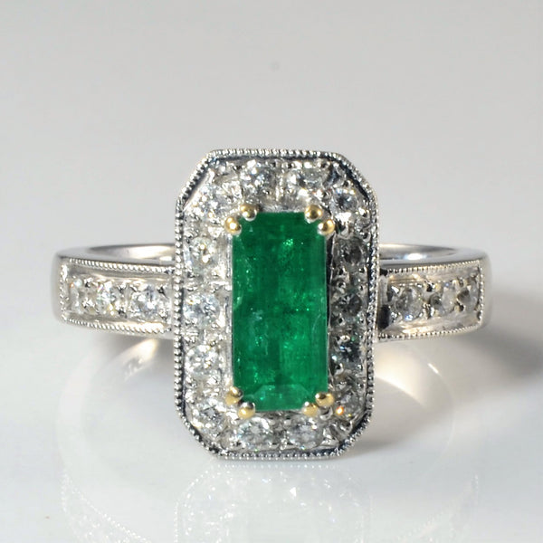 Halo Emerald & Diamond Ring | 0.30ctw, 0.70ct | SZ 6 |