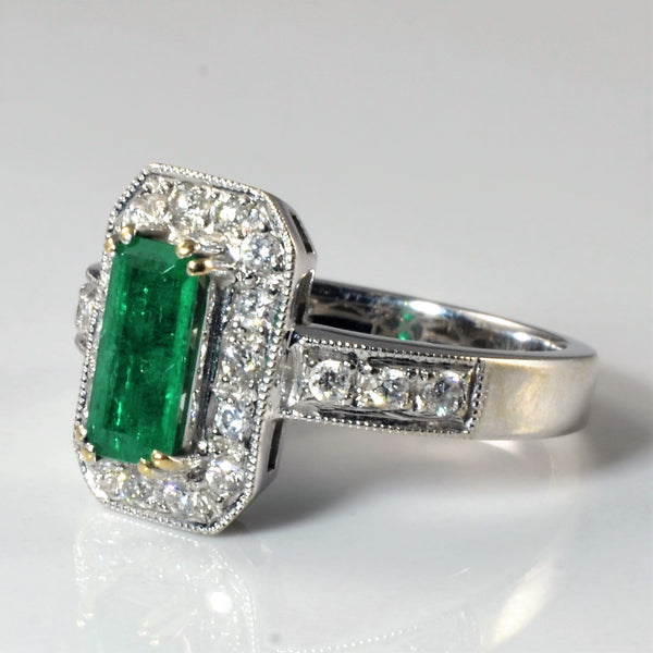 Halo Emerald & Diamond Ring | 0.30ctw, 0.70ct | SZ 6 |