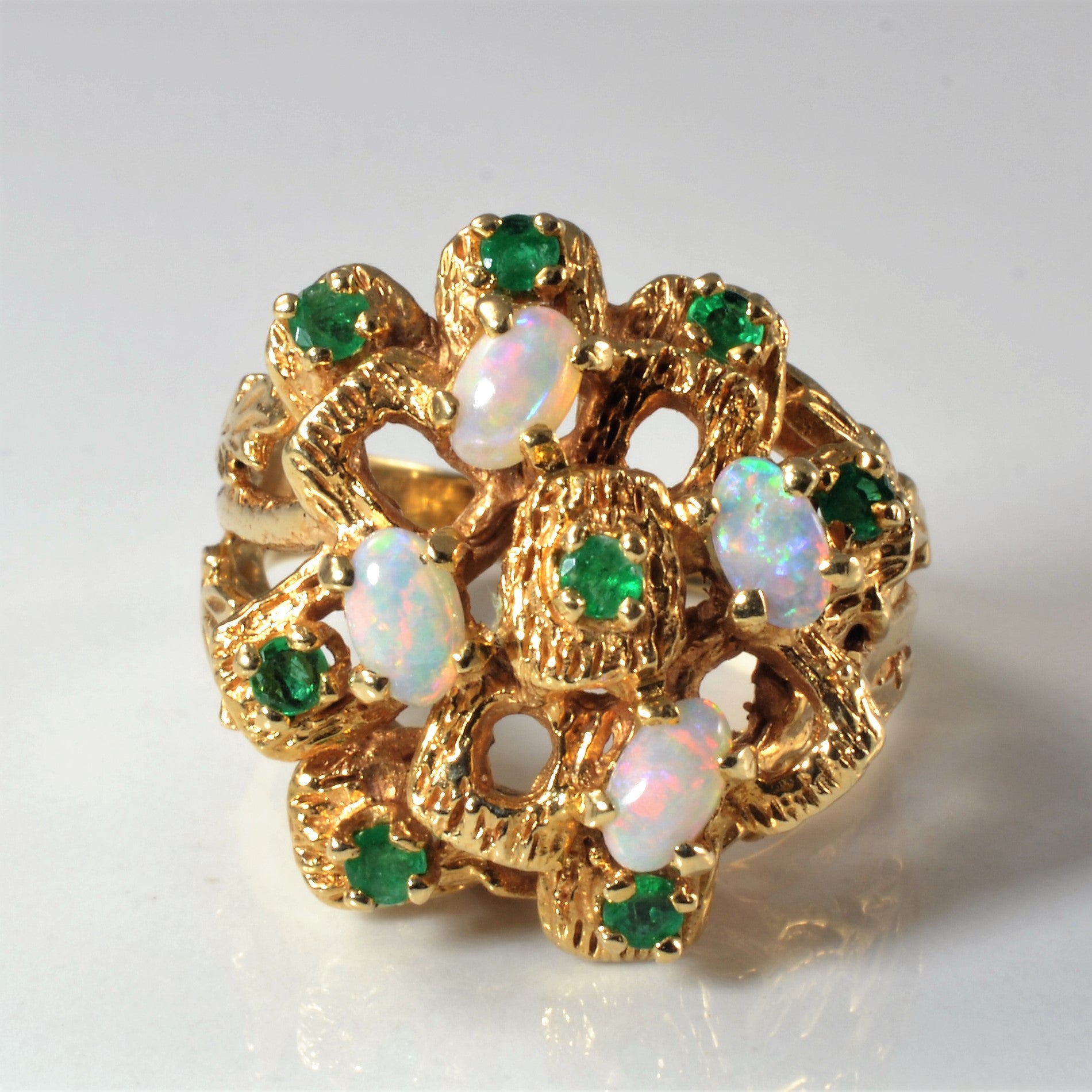 Emerald & Opal Cocktail Ring | 0.25ctw, 0.60ctw | SZ 7.75 |