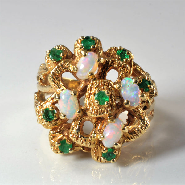 Emerald & Opal Cocktail Ring | 0.25ctw, 0.60ctw | SZ 7.75 |