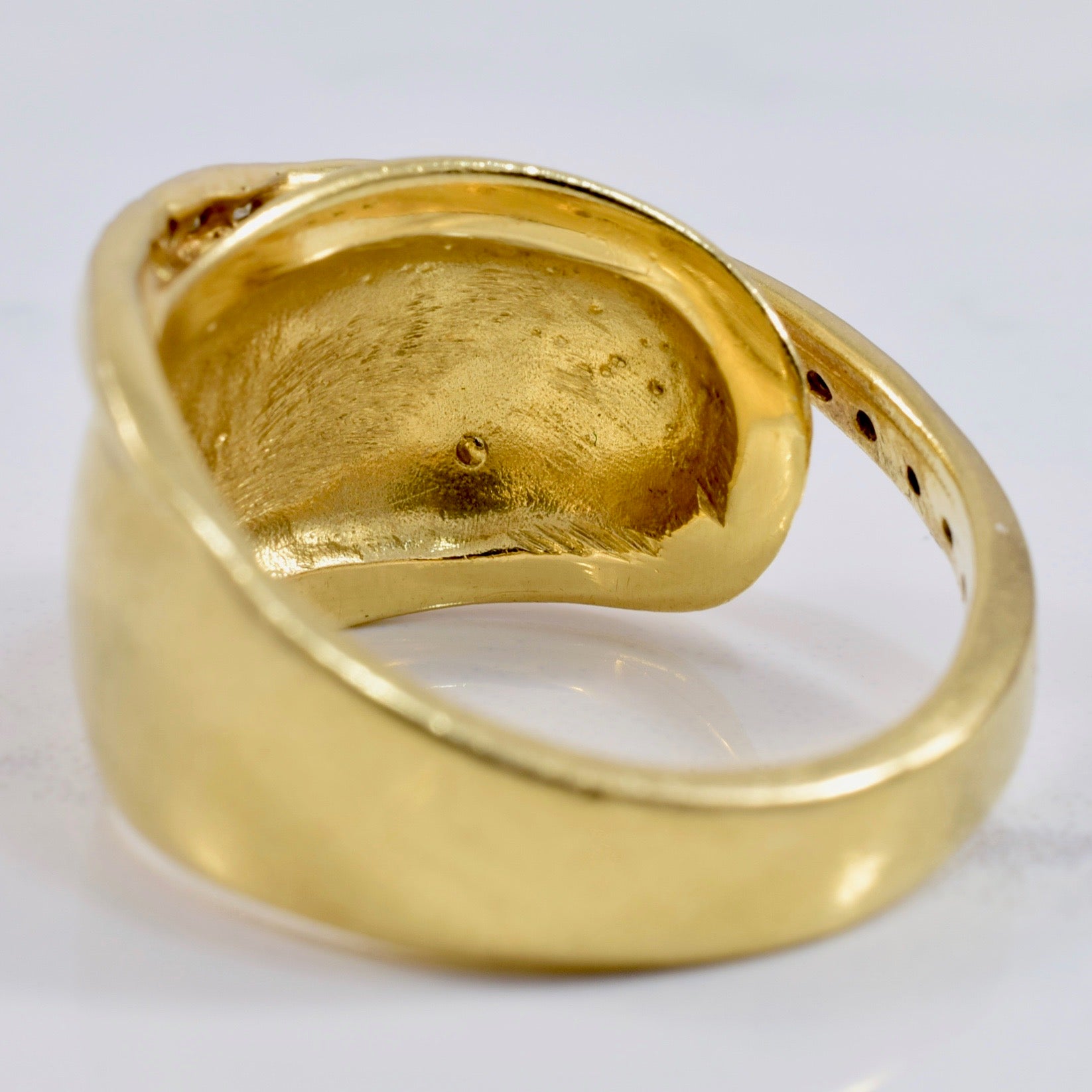Thick Gold Ring with Diamond Band | 0.35 ctw SZ 8 |