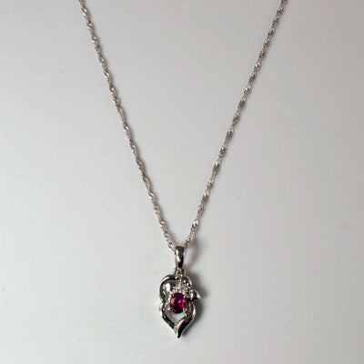 Oval Ruby & Diamond Necklace | 0.20ct, 0.02ct | 18