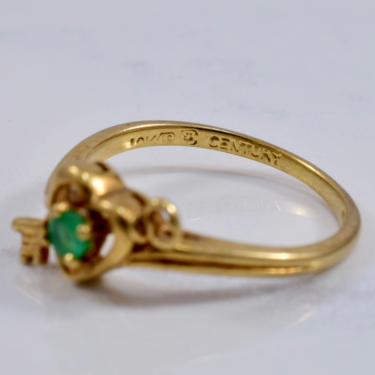Key To My Heart Ring with Emerald | 0.06 ct SZ 4.5 |