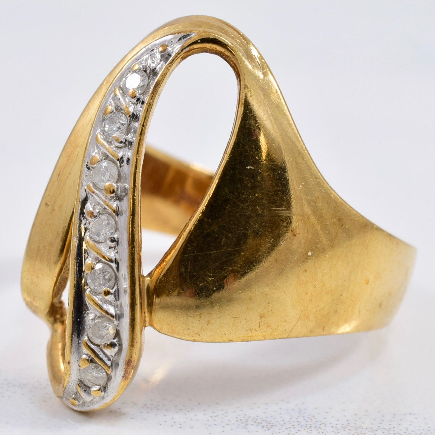Yellow Gold Diamond Squiggle Ring | 0.08 ctw SZ 7 |