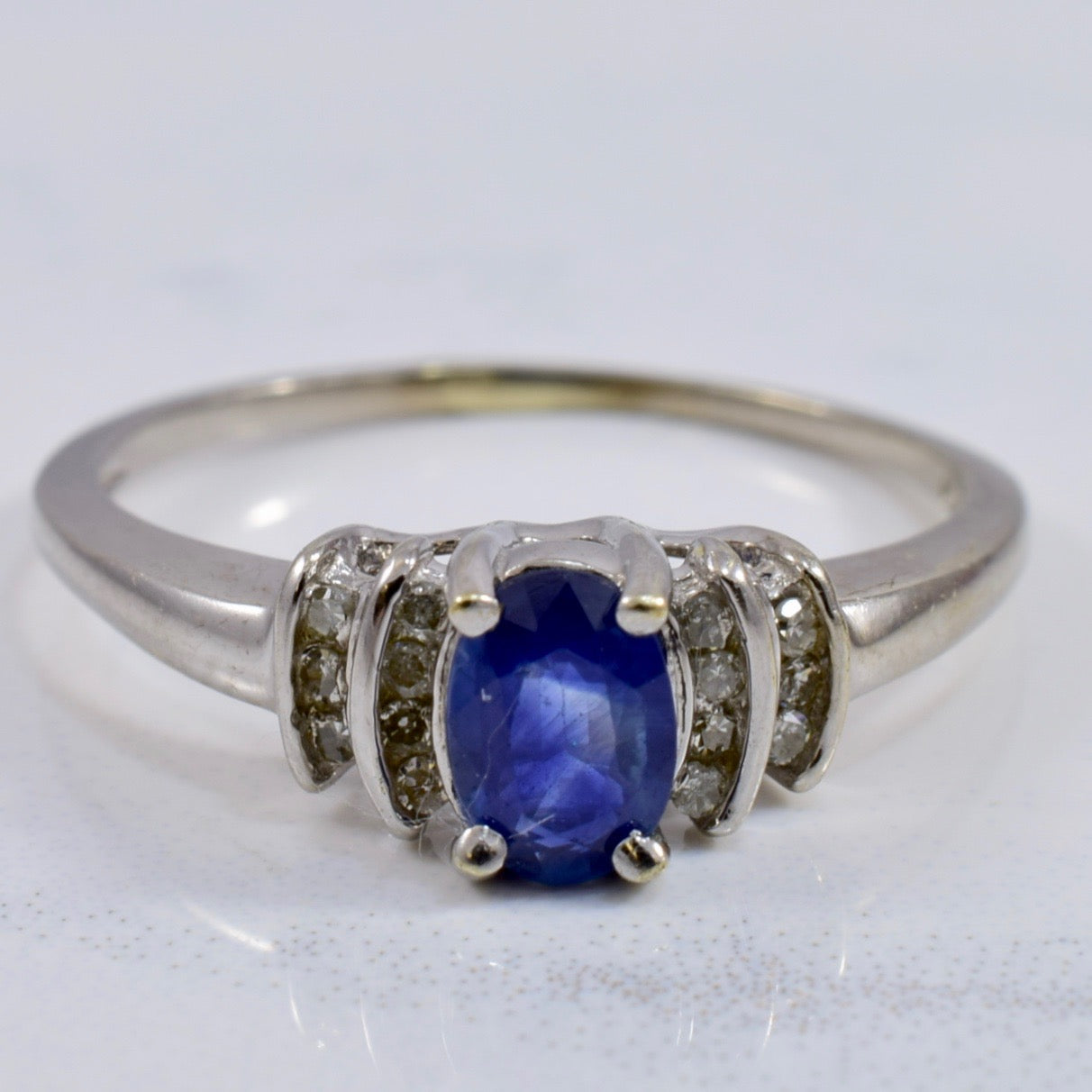Sapphire and Diamond Accent Ring | 0.07 ctw SZ 6.5 |