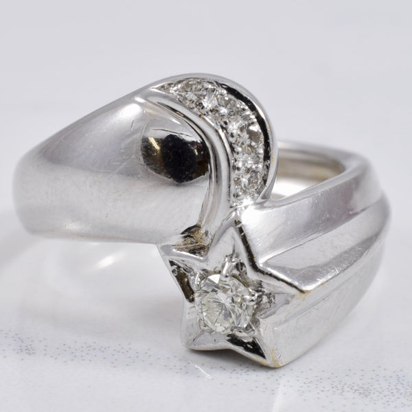 Moon and Star Diamond Ring | 0.16 ctw SZ 5.5 |
