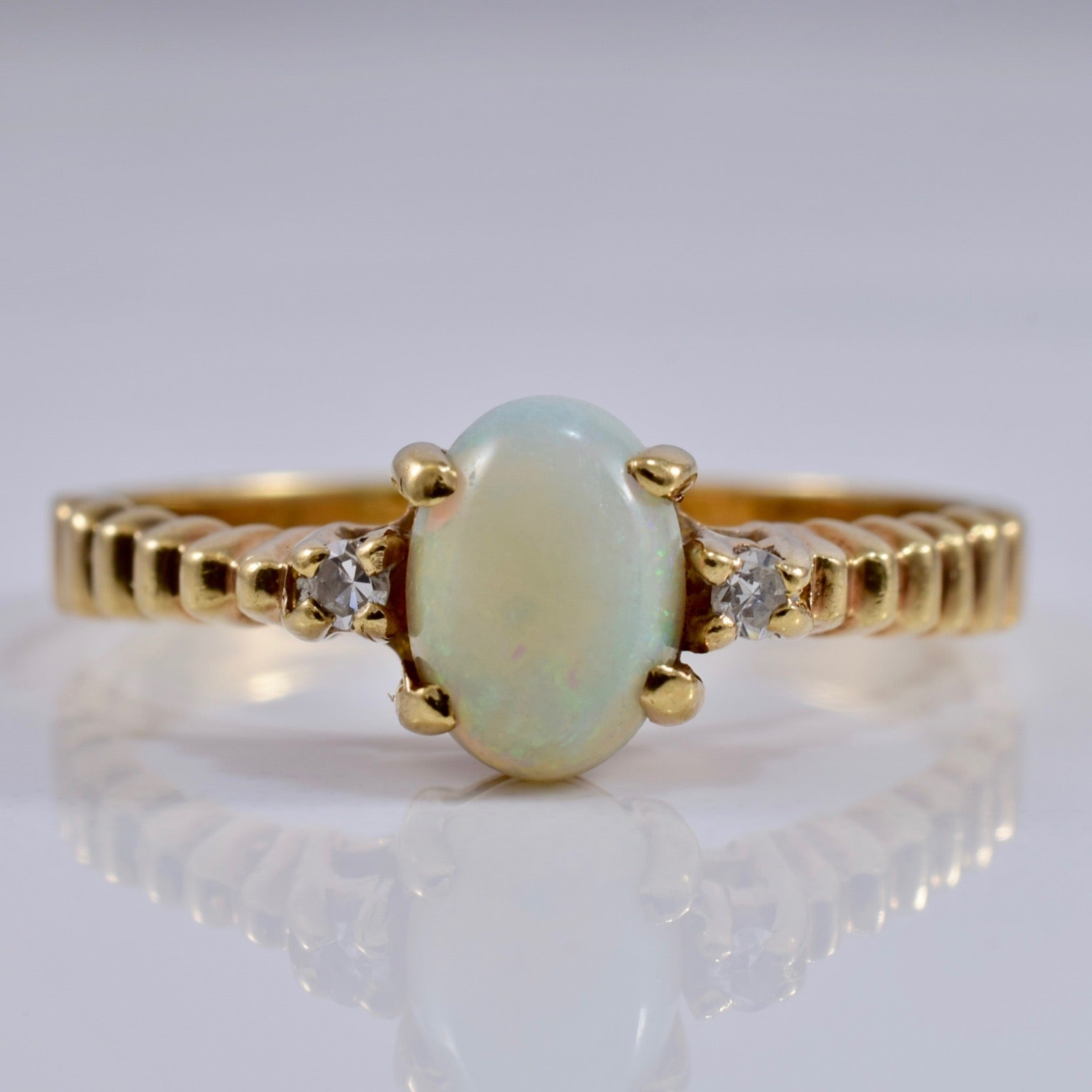 Opal and Diamond Accent Ring | 0.04 ctw SZ 9.5 |