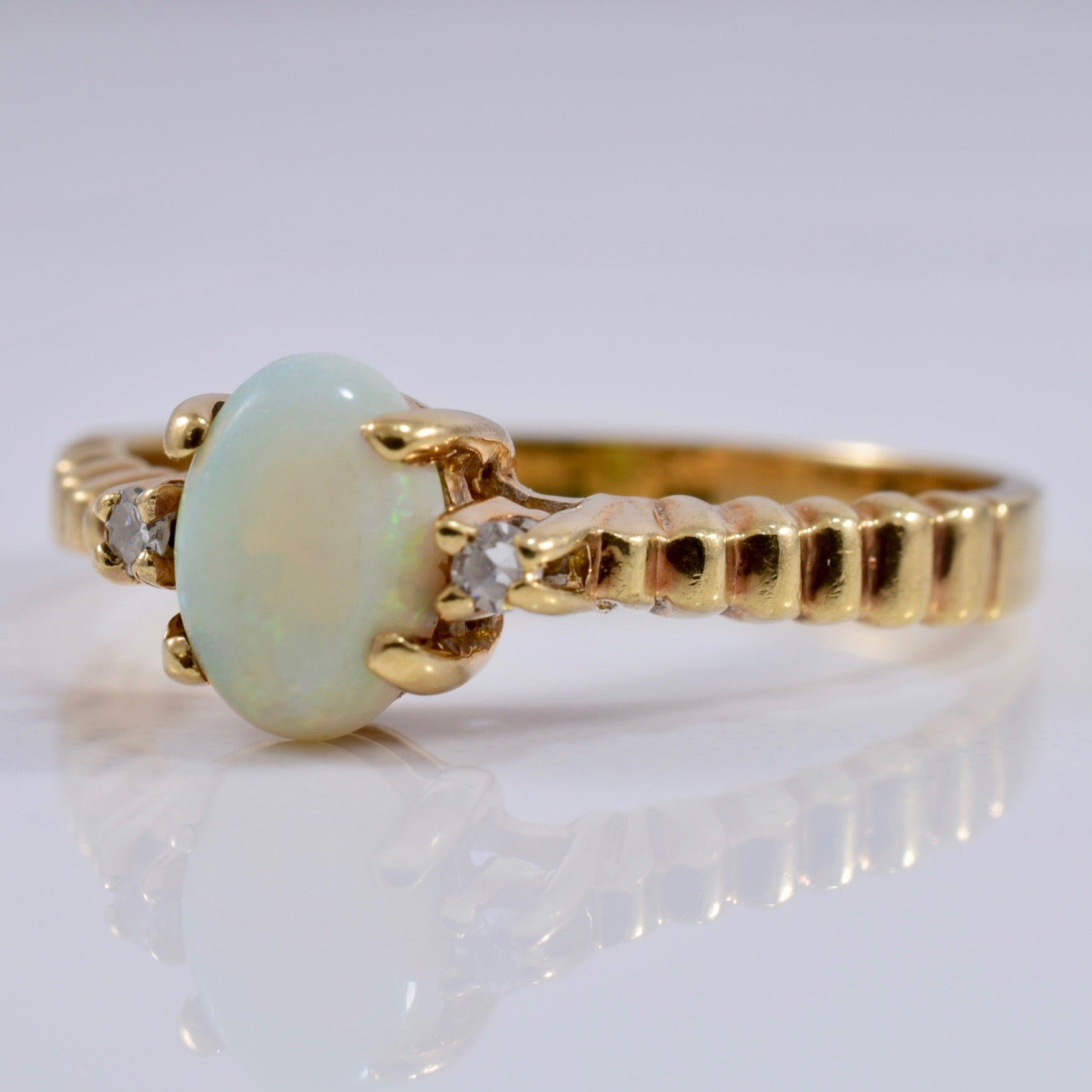 Opal and Diamond Accent Ring | 0.04 ctw SZ 9.5 |