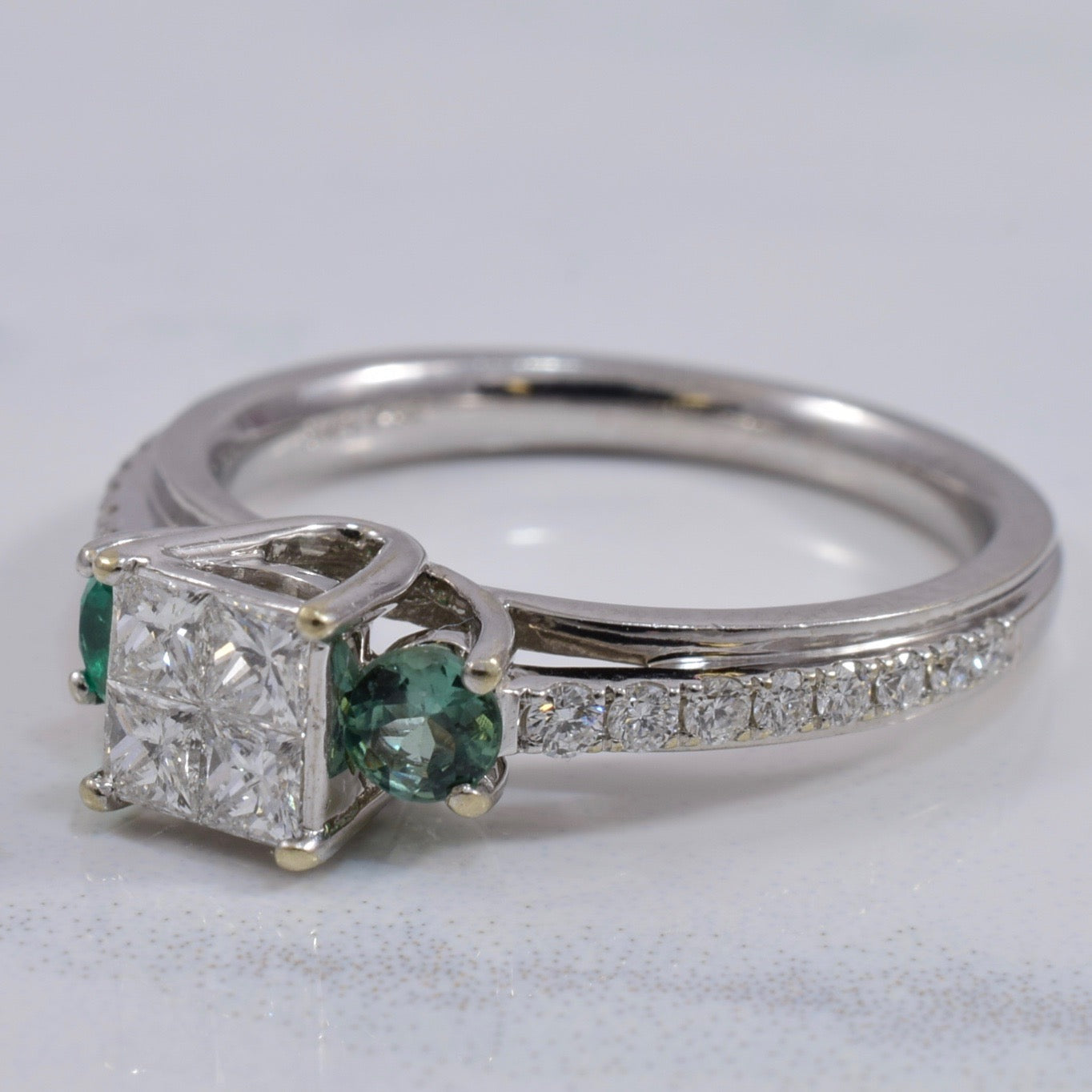 Diamond Engagement Ring with Accent Emerald and Chrysoberyl | 0.47 ctw SZ 6.25 |