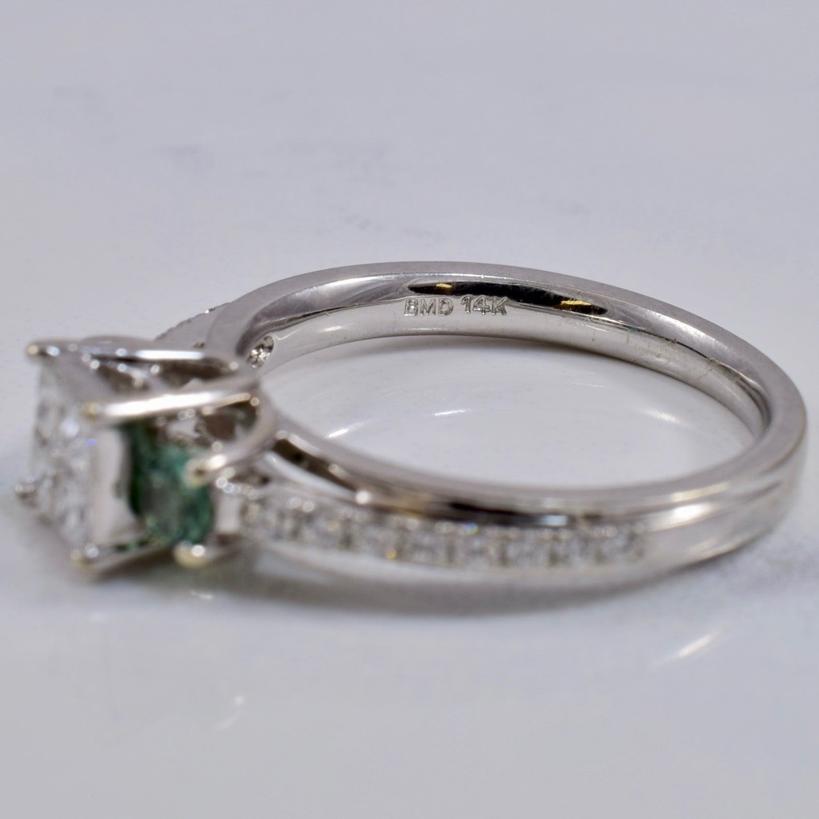 Diamond Engagement Ring with Accent Emerald and Chrysoberyl | 0.47 ctw SZ 6.25 |