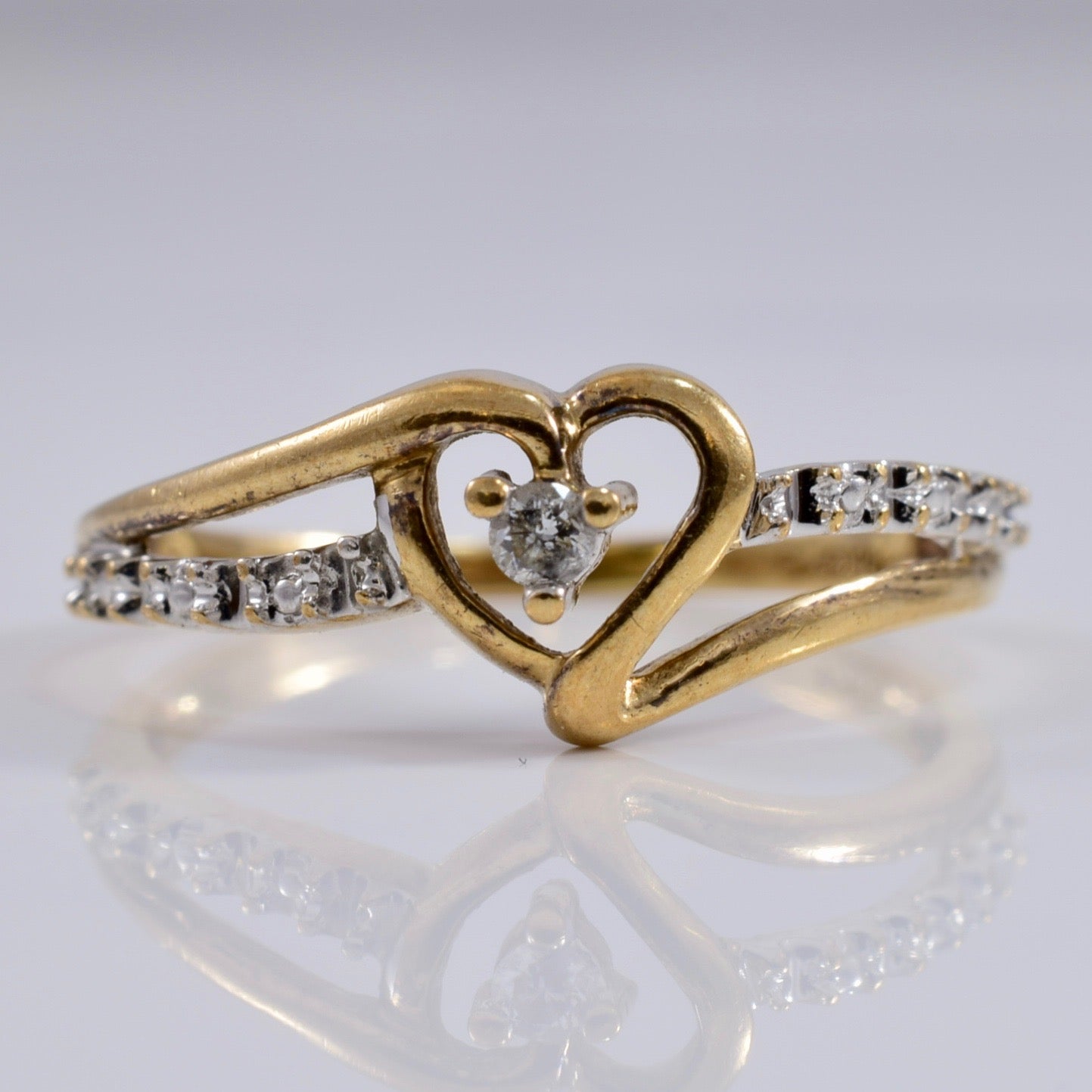 Heart Shaped Ring With Diamond Accents | 0.03 ctw SZ 5 |