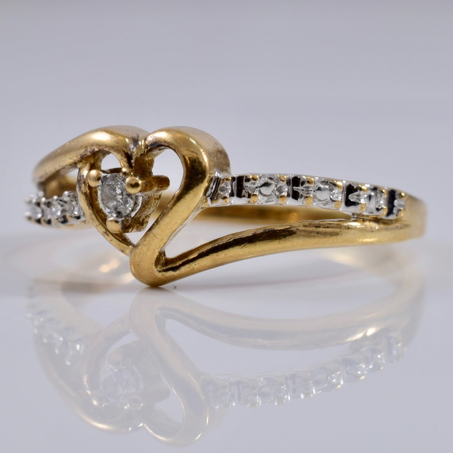 Heart Shaped Ring With Diamond Accents | 0.03 ctw SZ 5 |