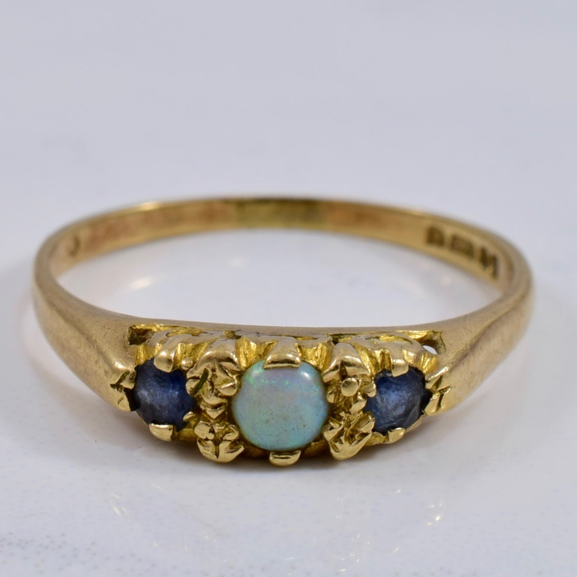 Early Victorian Era Opal and Sapphire Ring | 0.23 ctw SZ 7.75 |