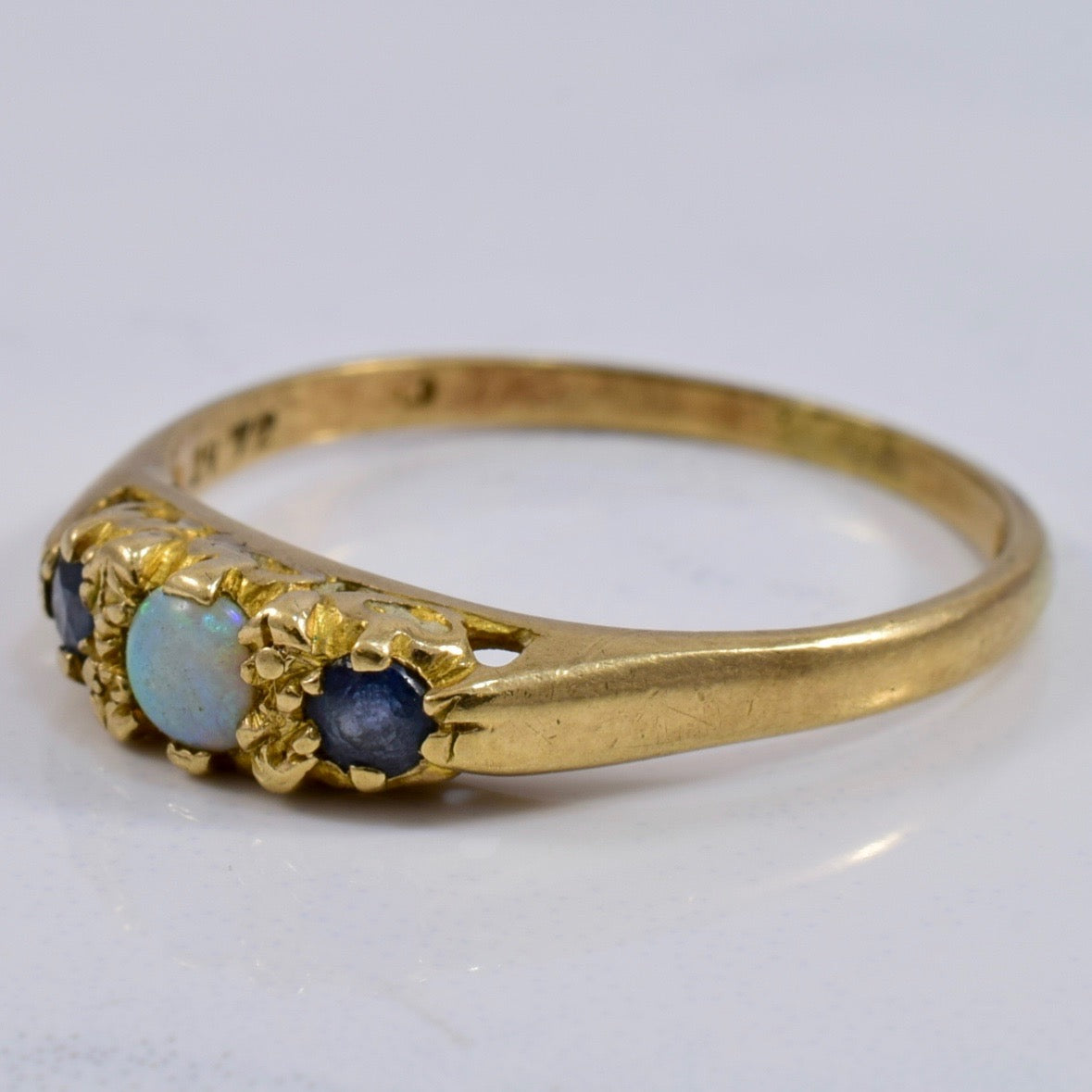 Early Victorian Era Opal and Sapphire Ring | 0.23 ctw SZ 7.75 |