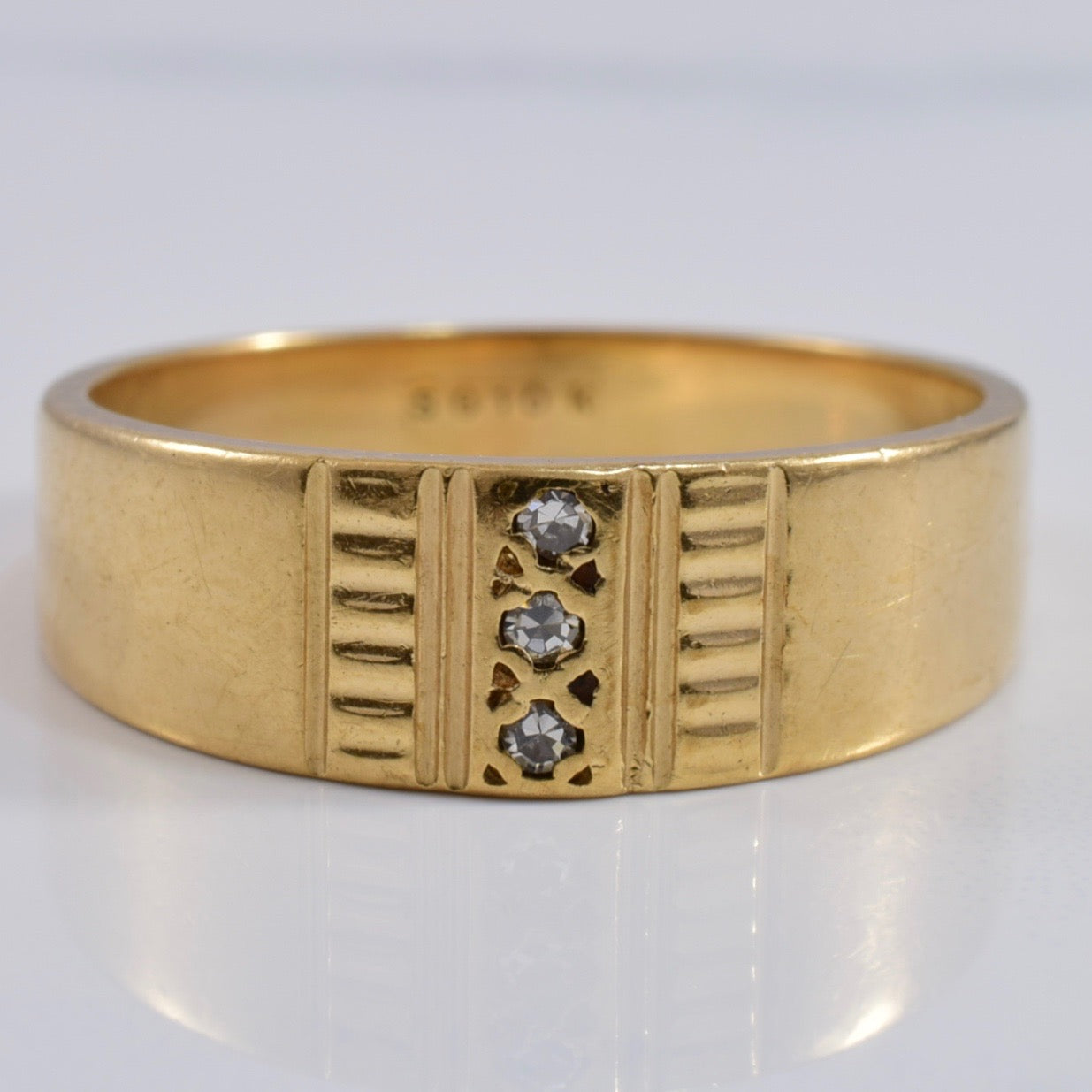 Gold Band with Diamonds | 0.06 ctw SZ 10.5 |