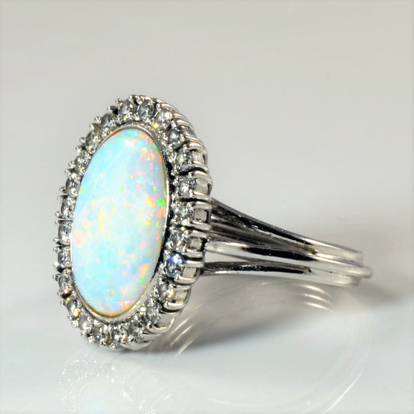 Elegant Opal & Diamond Cocktail Ring | 2.35ct, 0.50ctw | SZ 5 |