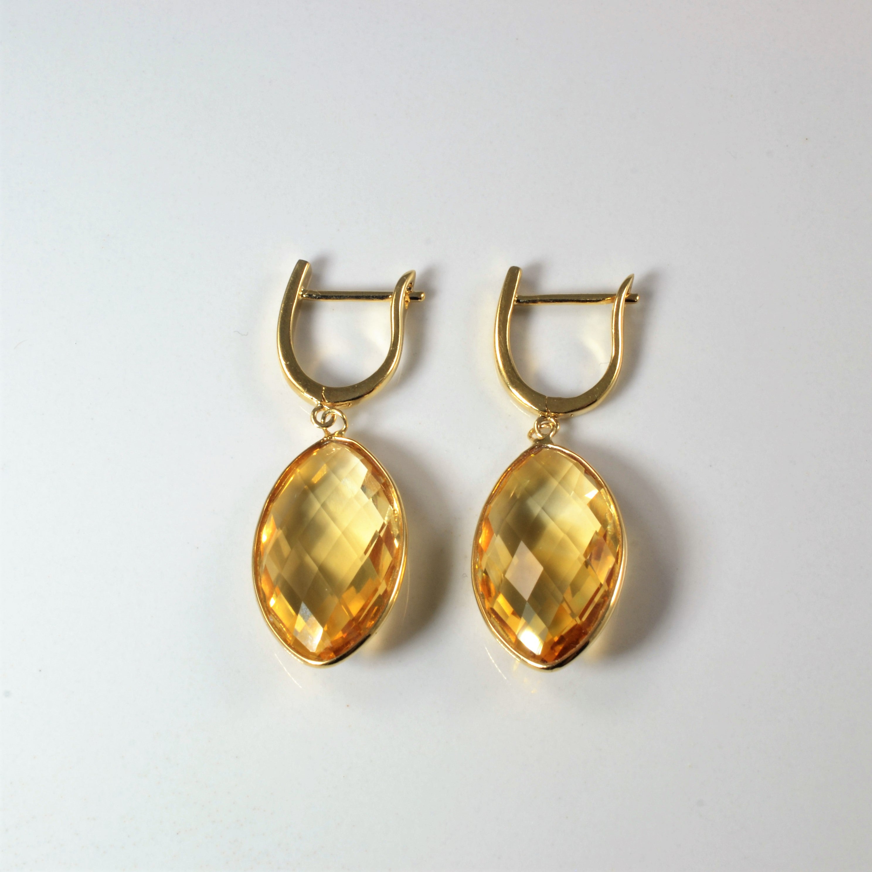 Marquise Cut Citrine Drop Earrings | 18.00ctw |