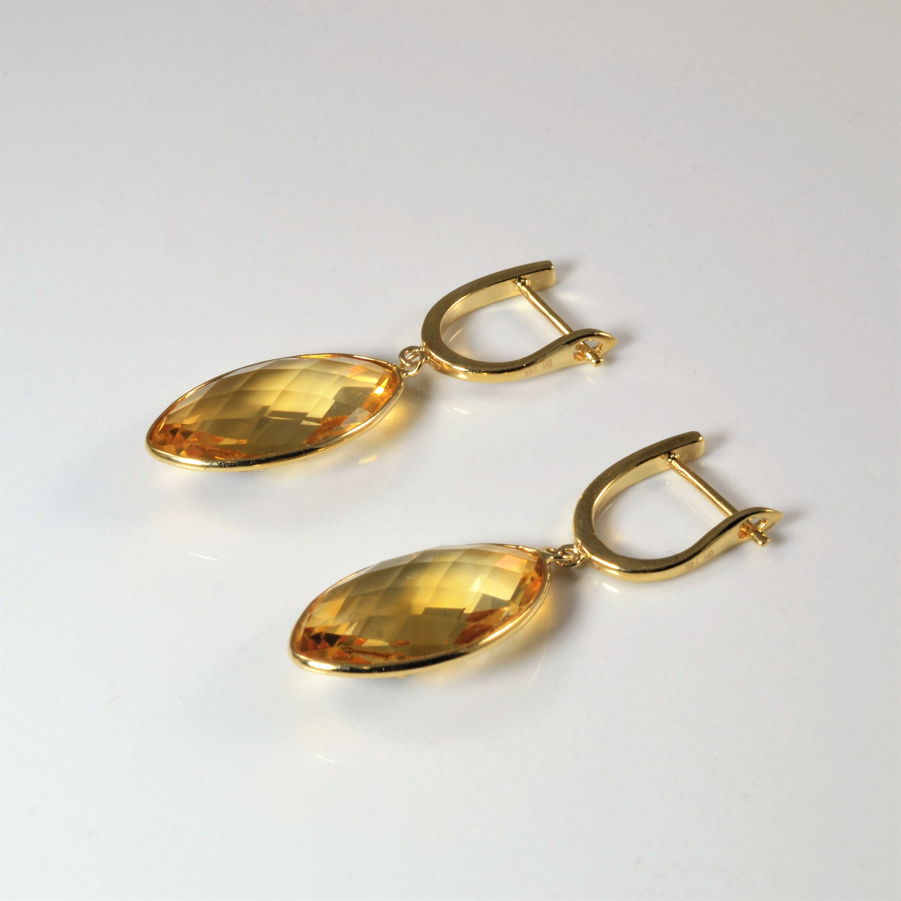 Marquise Cut Citrine Drop Earrings | 18.00ctw |