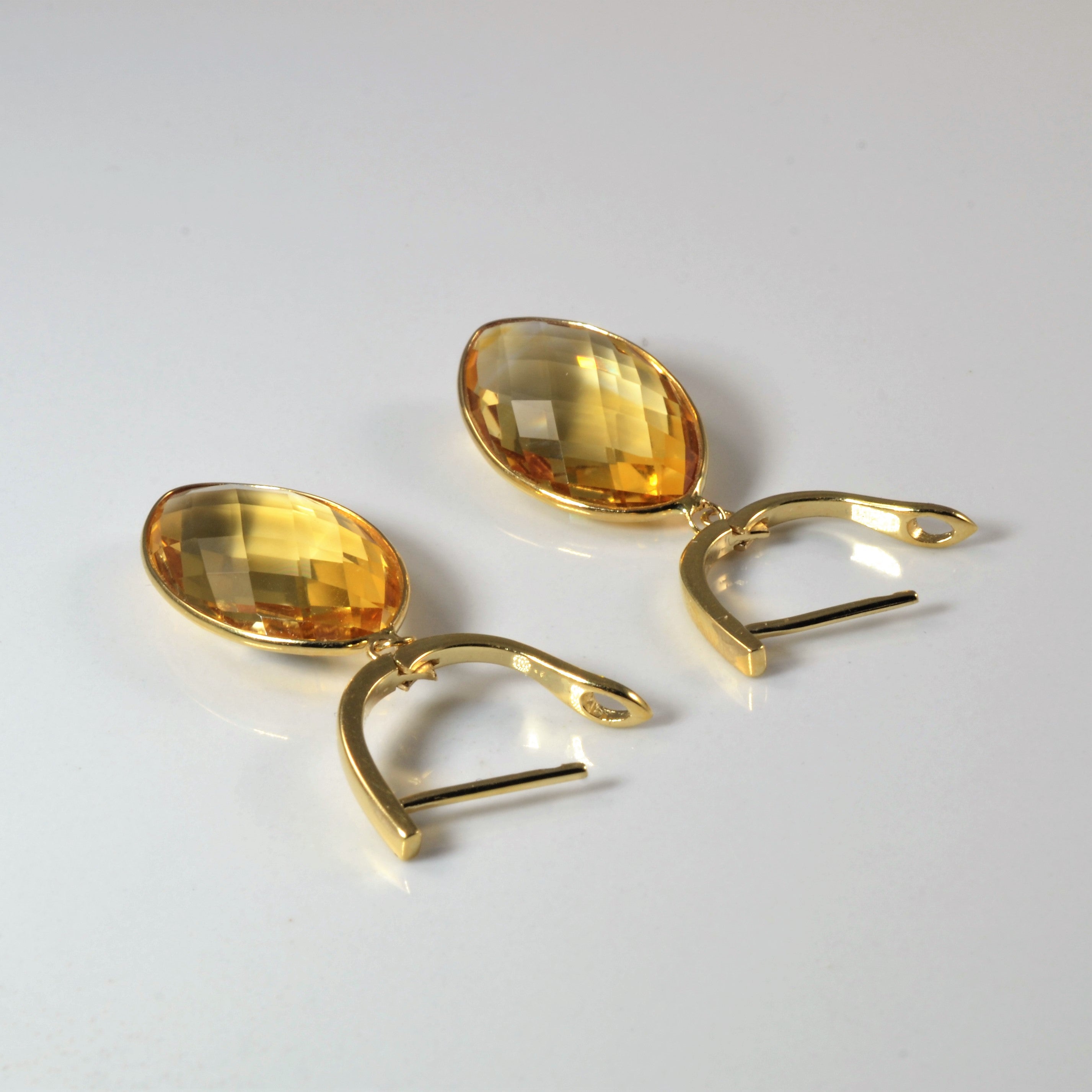 Marquise Cut Citrine Drop Earrings | 18.00ctw |