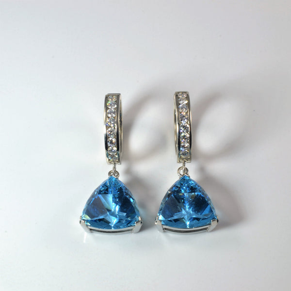 Large Topaz & Diamond Drop Earrings | 22.00ctw, 1.00ctw |