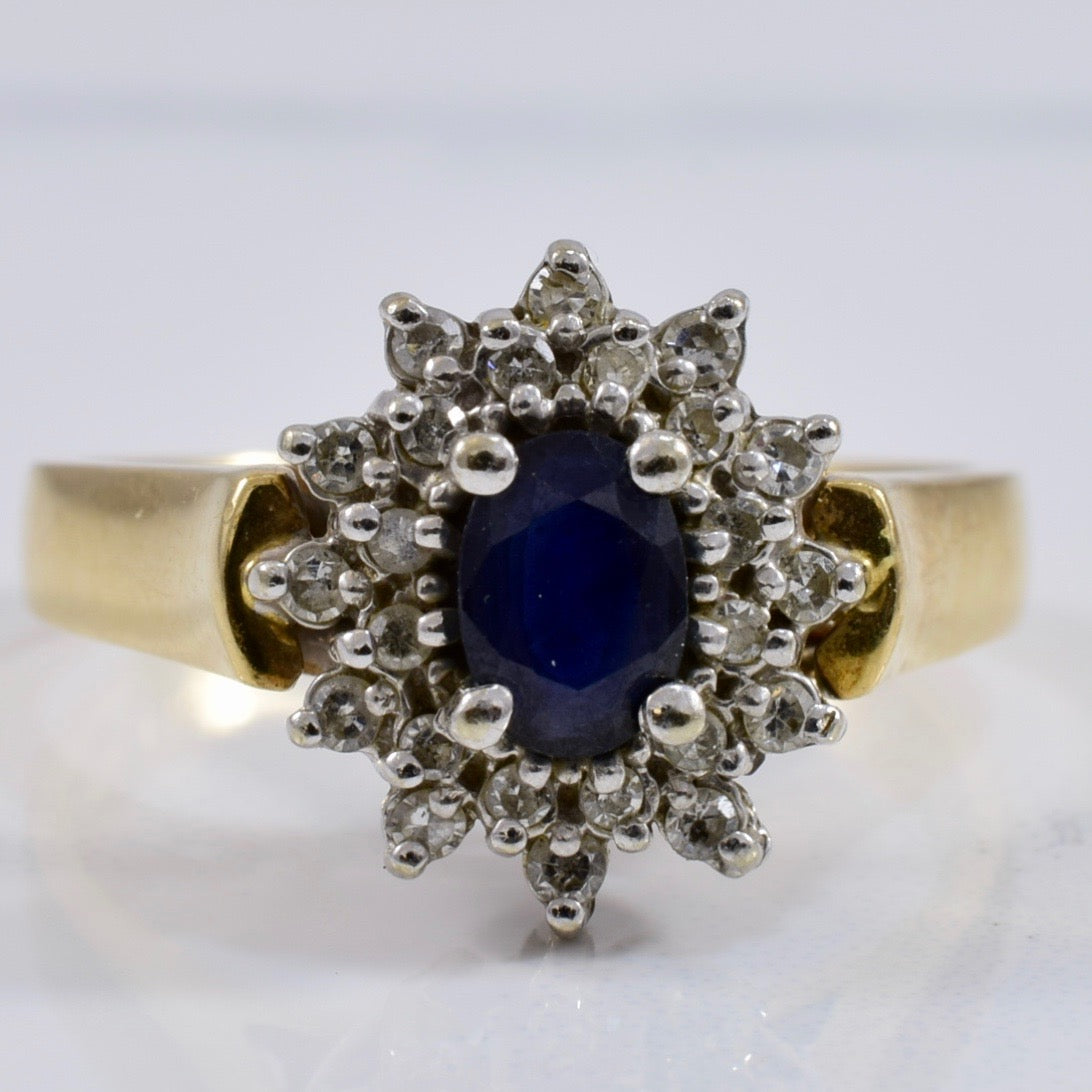 Sapphire and Diamond Cluster Ring | 0.17 ctw SZ 7 |