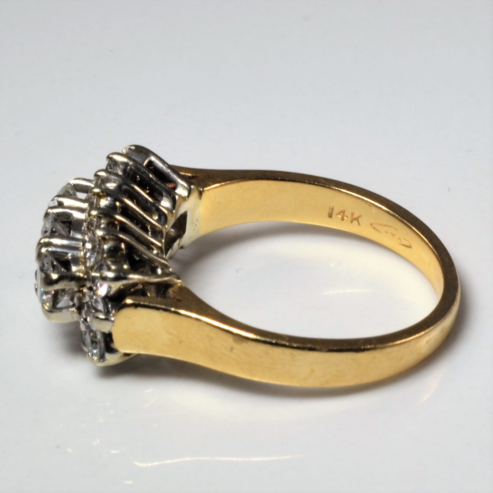 Three Stone Diamond Halo Ring | 0.88ctw | SZ 5.75 |