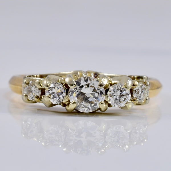 Old European Diamond Five Stone Ring | 0.41ctw | SZ 5.5 |