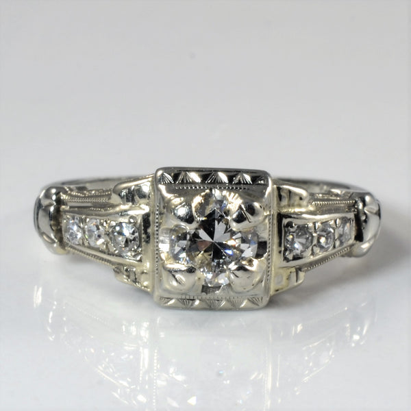 Art Deco Diamond Engagement Ring | 0.37ctw | SZ 4.5 |