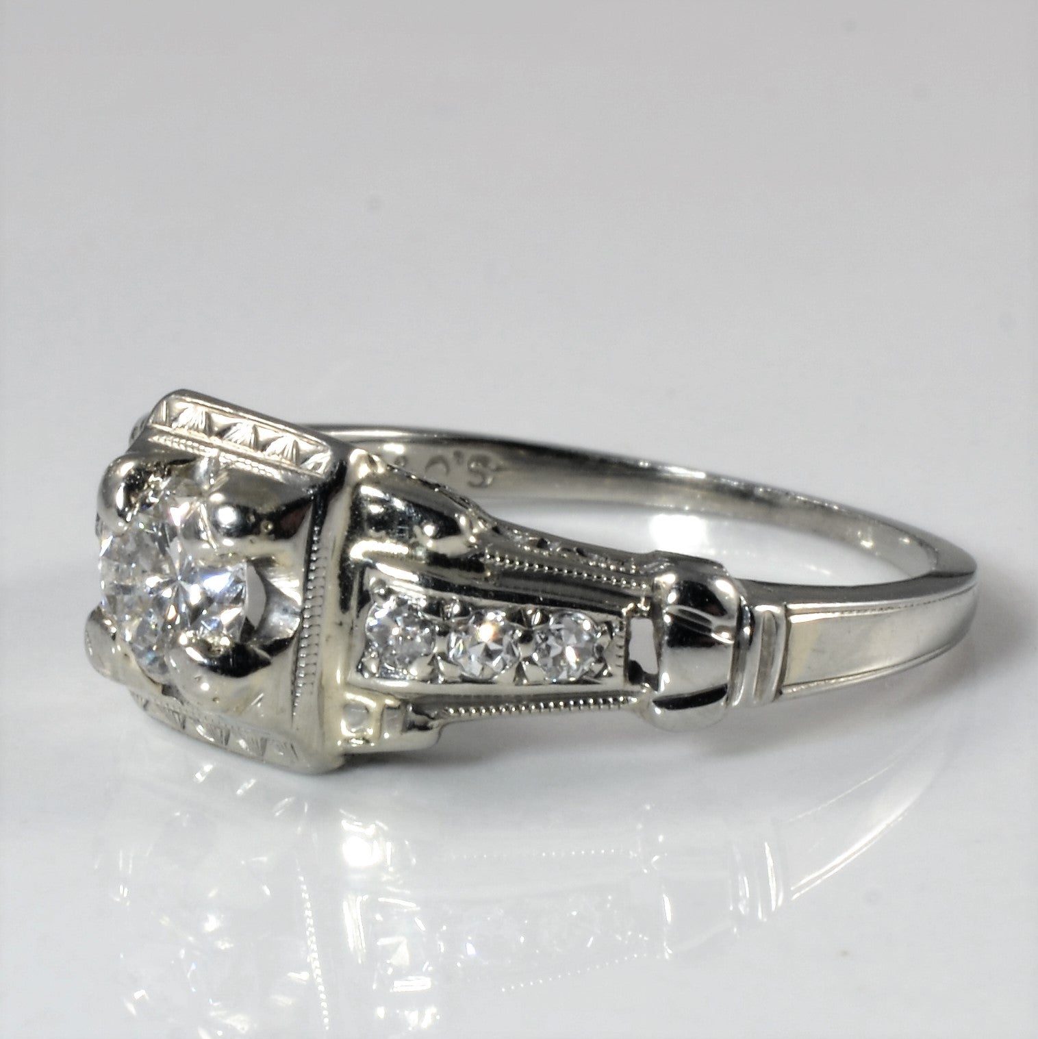 Art Deco Diamond Engagement Ring | 0.37ctw | SZ 4.5 |