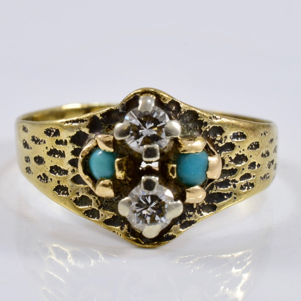 Georgian Turquoise & Diamond Ring | 0.18 ctw SZ 6 |