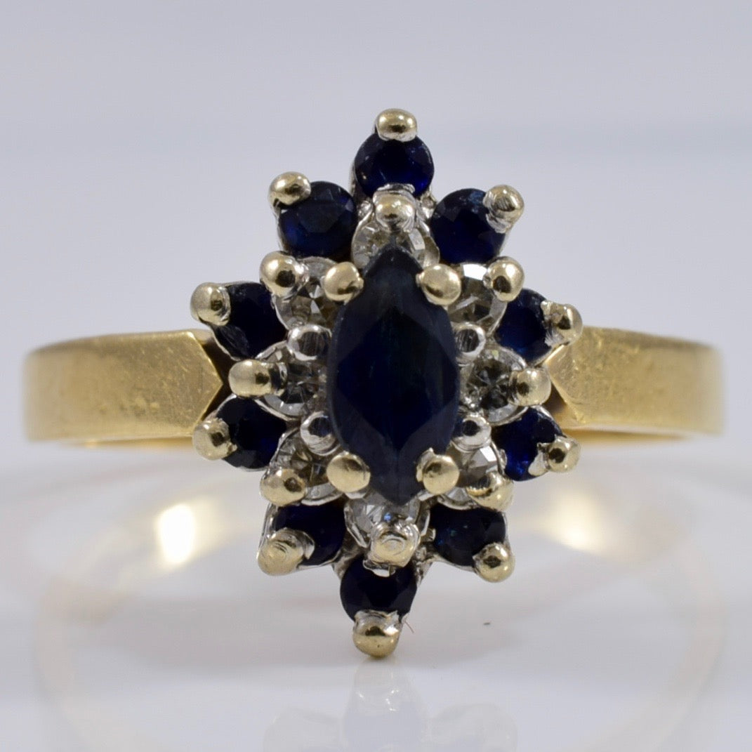 Diamond and Sapphire Cluster Ring | 0.14 ctw SZ 6 |