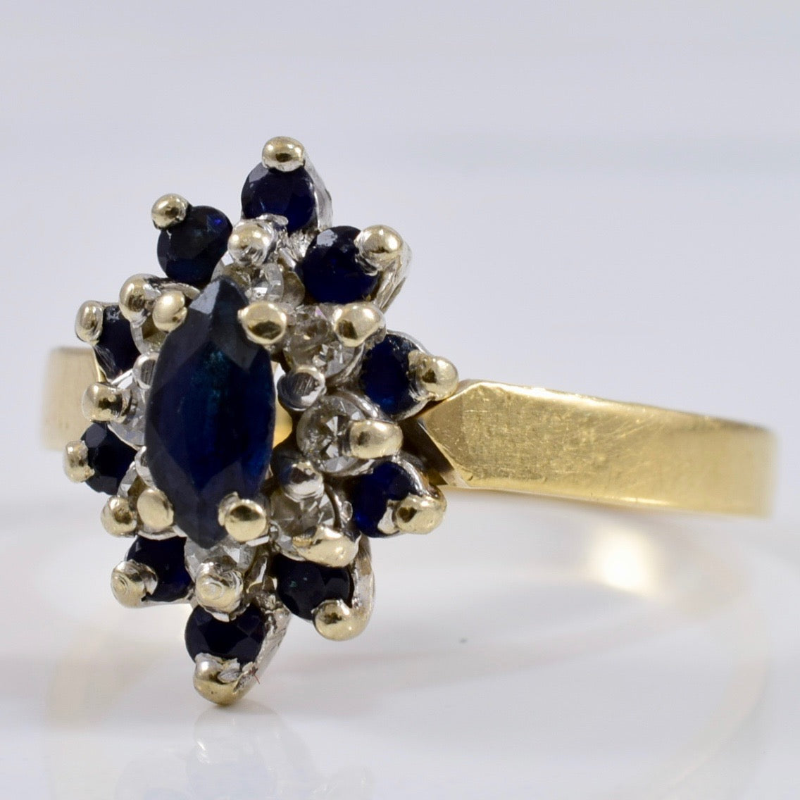 Diamond and Sapphire Cluster Ring | 0.14 ctw SZ 6 |