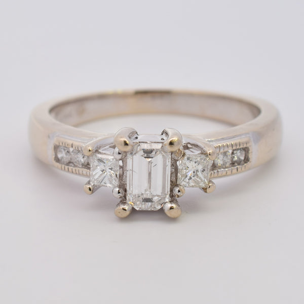 Three Stone Emerald Cut Diamond Engagement Ring | 0.45ctw | SZ 7.25 |