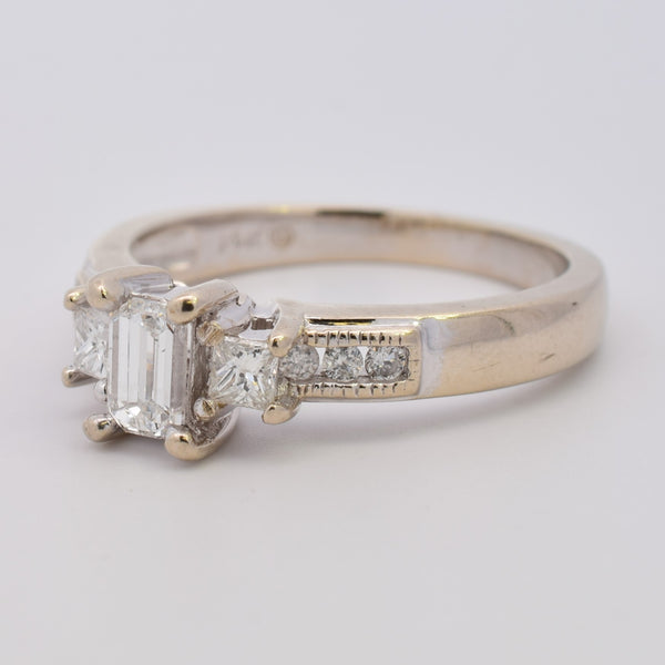 Three Stone Emerald Cut Diamond Engagement Ring | 0.45ctw | SZ 7.25 |
