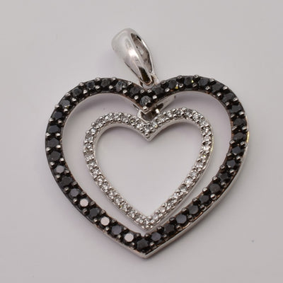 Black & White Diamond Heart Pendant | 0.52ctw |